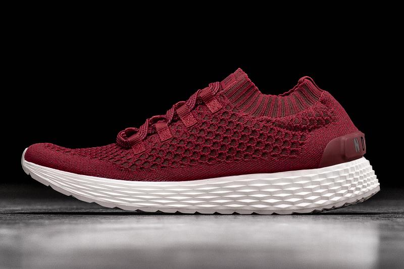 Burgundy Nobull Crimson Knit Runner Men\'s Running Shoes | CA Y1032X